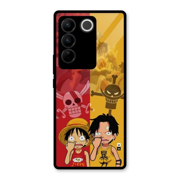 Luffy And Ace Glass Back Case for Vivo V27 Pro