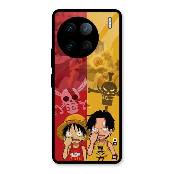 Luffy And Ace Glass Back Case for Vivo X90 Pro