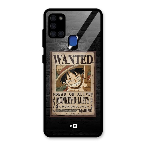 Luffy Wanted Glass Back Case for Galaxy A21s