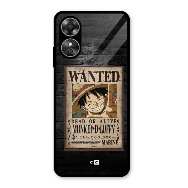 Luffy Wanted Glass Back Case for Oppo A17