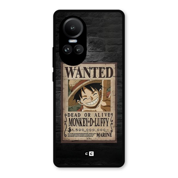 Luffy Wanted Metal Back Case for Oppo Reno10 Pro