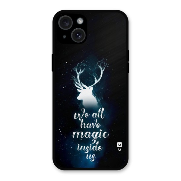 Magic Inside Metal Back Case for iPhone 15 Plus