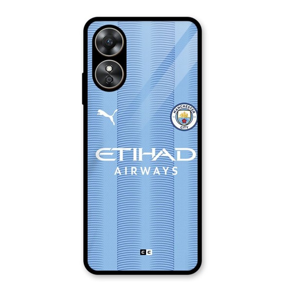 Manchester Etihad Jersey Glass Back Case for Oppo A17