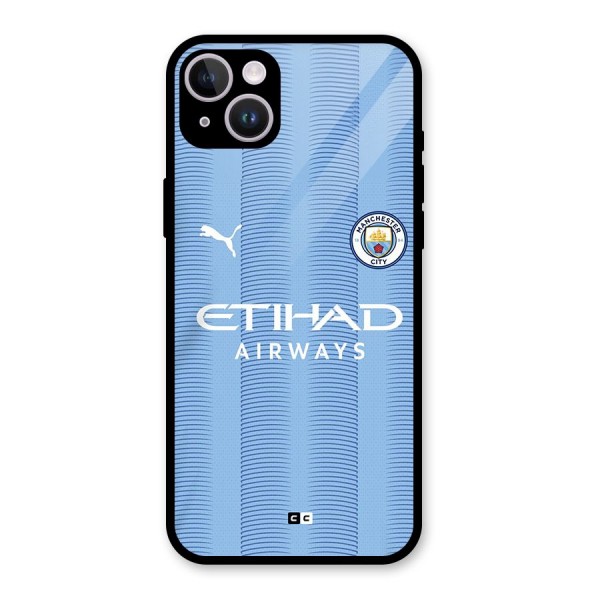 Manchester Etihad Jersey Glass Back Case for iPhone 14 Plus