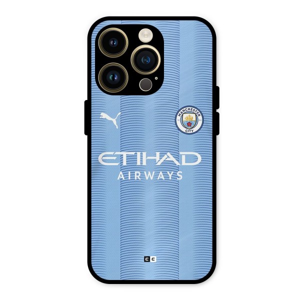Manchester Etihad Jersey Metal Back Case for iPhone 14 Pro