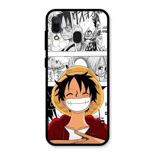 Manga Style Luffy Glass Back Case for Galaxy A30