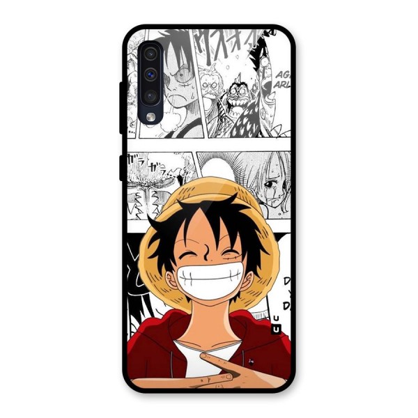 Manga Style Luffy Glass Back Case for Galaxy A50s