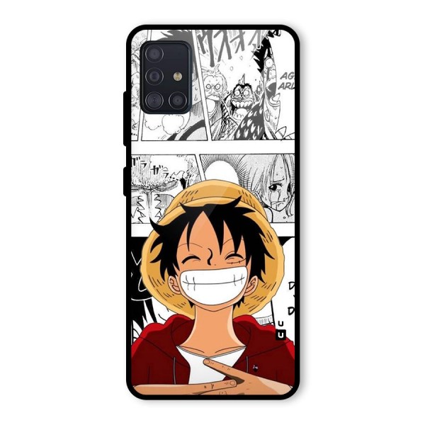 Manga Style Luffy Glass Back Case for Galaxy A51