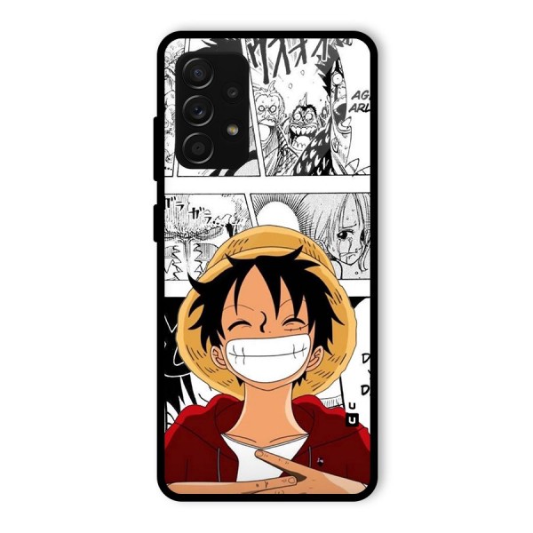 Manga Style Luffy Glass Back Case for Galaxy A53 5G