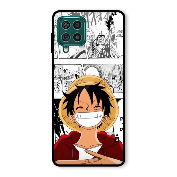 Manga Style Luffy Glass Back Case for Galaxy F62