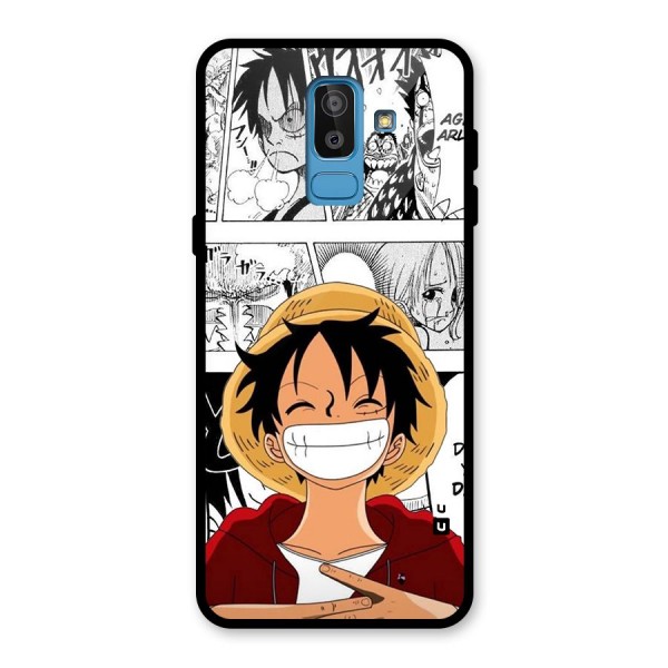 Manga Style Luffy Glass Back Case for Galaxy J8