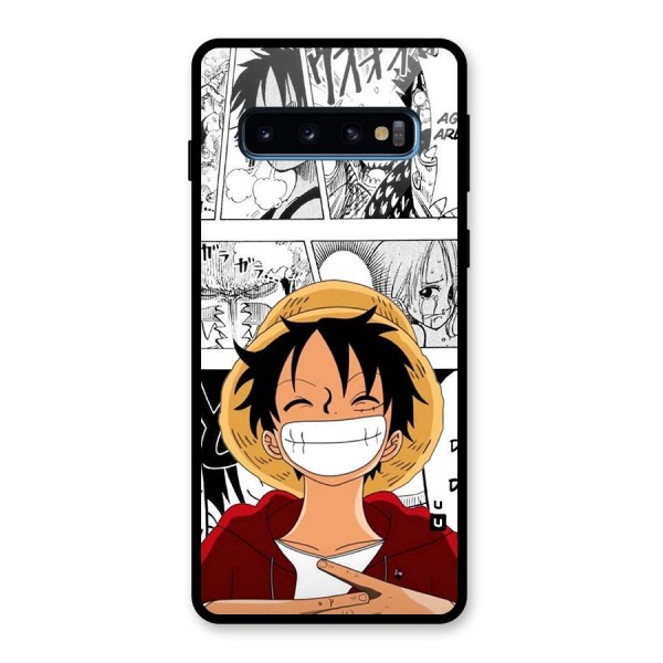 Manga Style Luffy Glass Back Case for Galaxy S10