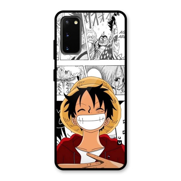 Manga Style Luffy Glass Back Case for Galaxy S20