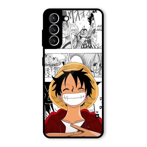 Manga Style Luffy Glass Back Case for Galaxy S21 5G