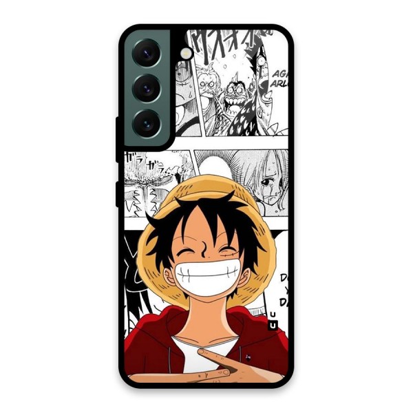 Manga Style Luffy Glass Back Case for Galaxy S22 5G