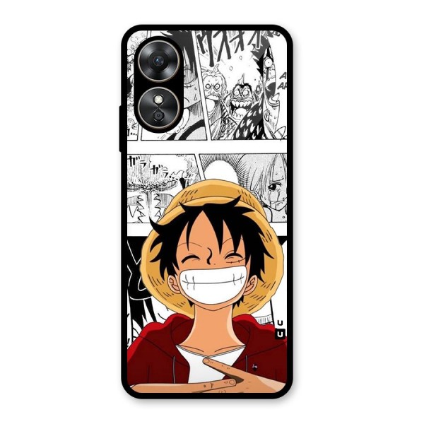 Manga Style Luffy Glass Back Case for Oppo A17