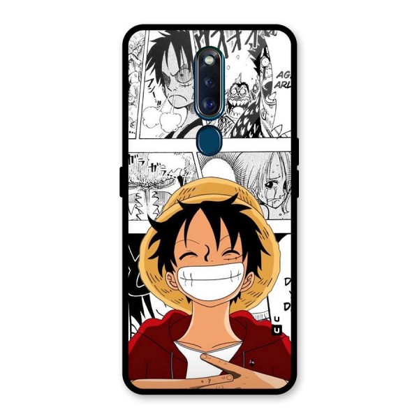 Manga Style Luffy Glass Back Case for Oppo F11 Pro