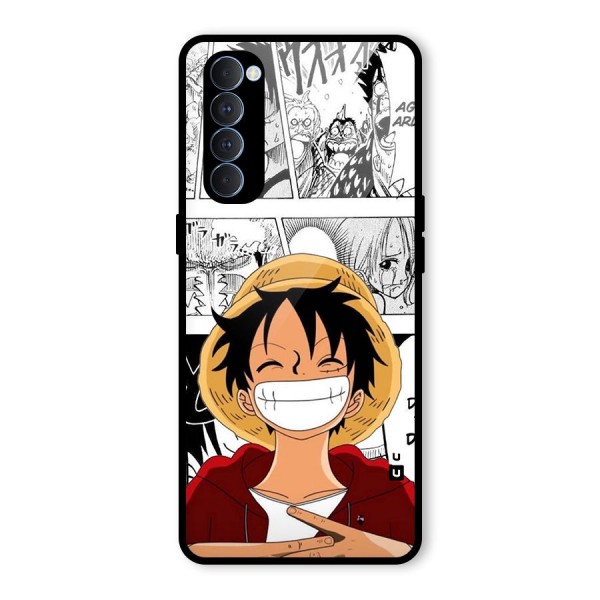 Manga Style Luffy Glass Back Case for Oppo Reno4 Pro