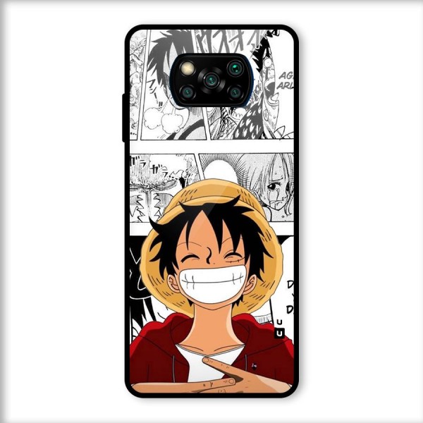 Manga Style Luffy Glass Back Case for Poco X3