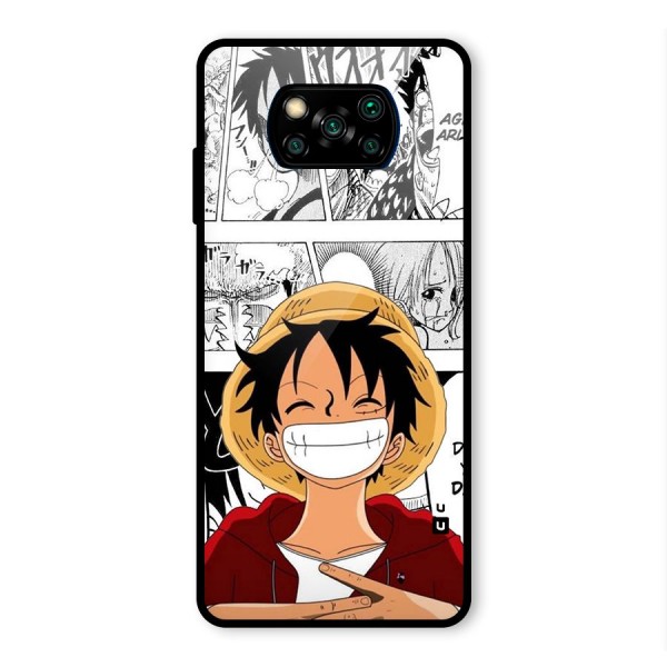 Manga Style Luffy Glass Back Case for Poco X3 Pro