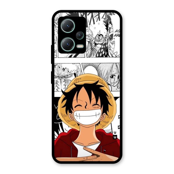 Manga Style Luffy Glass Back Case for Poco X5