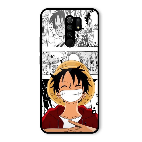 Manga Style Luffy Glass Back Case for Redmi 9 Prime