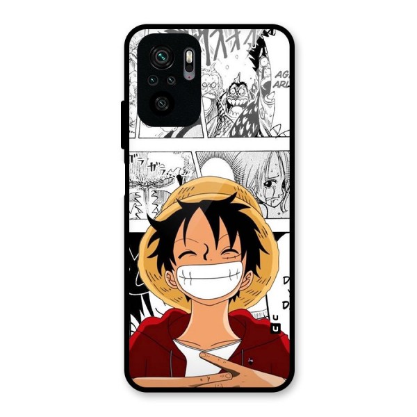 Manga Style Luffy Glass Back Case for Redmi Note 10