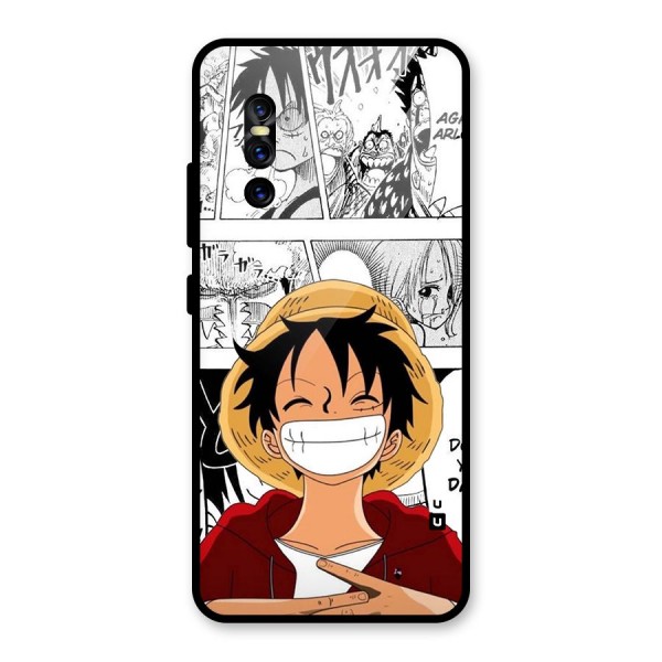 Manga Style Luffy Glass Back Case for Vivo V15 Pro