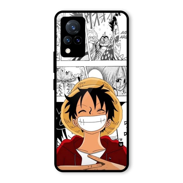 Manga Style Luffy Glass Back Case for Vivo V21 5G