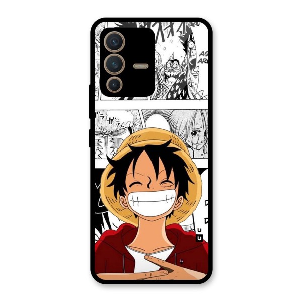 Manga Style Luffy Glass Back Case for Vivo V23 5G