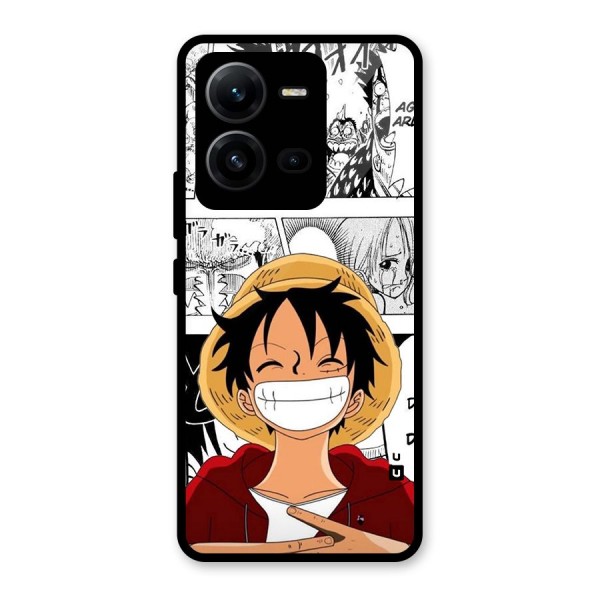 Manga Style Luffy Glass Back Case for Vivo V25