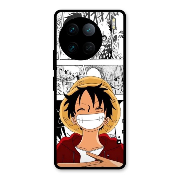 Manga Style Luffy Glass Back Case for Vivo X90 Pro