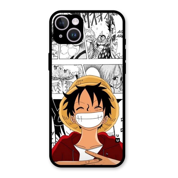 Manga Style Luffy Glass Back Case for iPhone 14 Plus