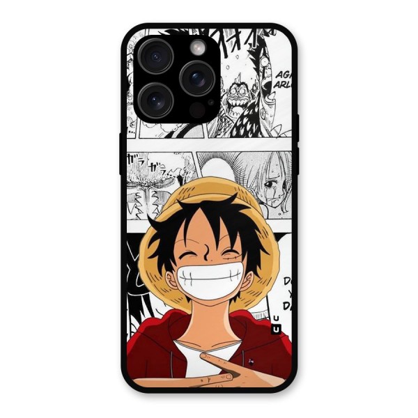 Manga Style Luffy Metal Back Case for iPhone 15 Pro Max