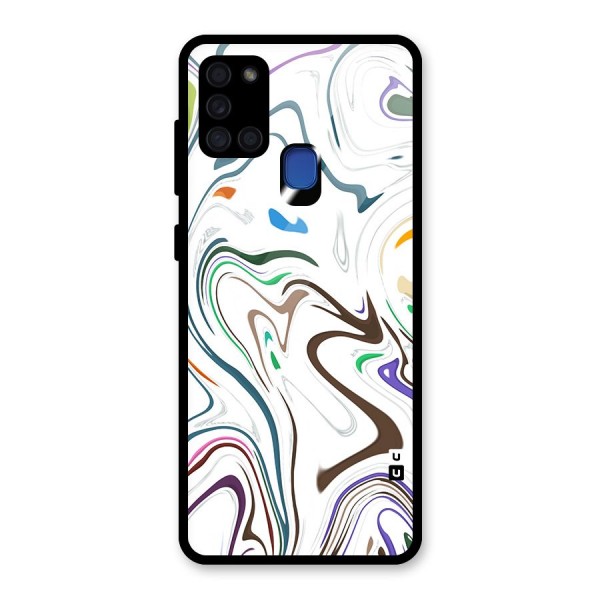 Marbled Printed Art Glass Back Case for Galaxy A21s