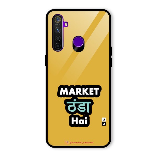 Market Thanda Hai Mustard Yellow Glass Back Case for Realme 5 Pro