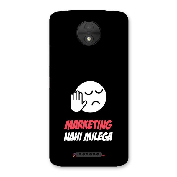 Marketing Nahi Milega Black Back Case for Moto C