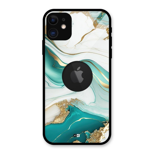 Marvelous Marble Glass Back Case for iPhone 11 Logo Cut