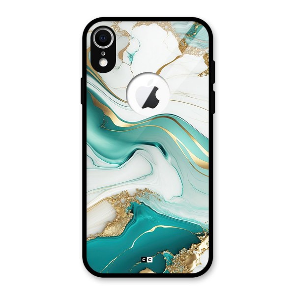 Marvelous Marble Glass Back Case for iPhone XR Logo Cut