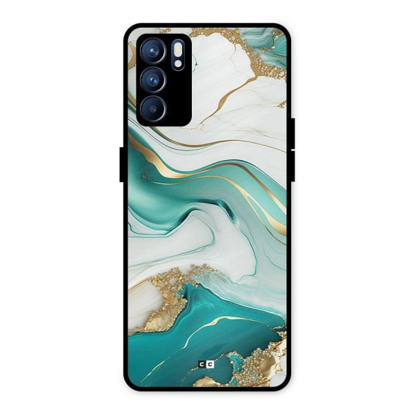 Marvelous Marble Metal Back Case for Oppo Reno6 5G