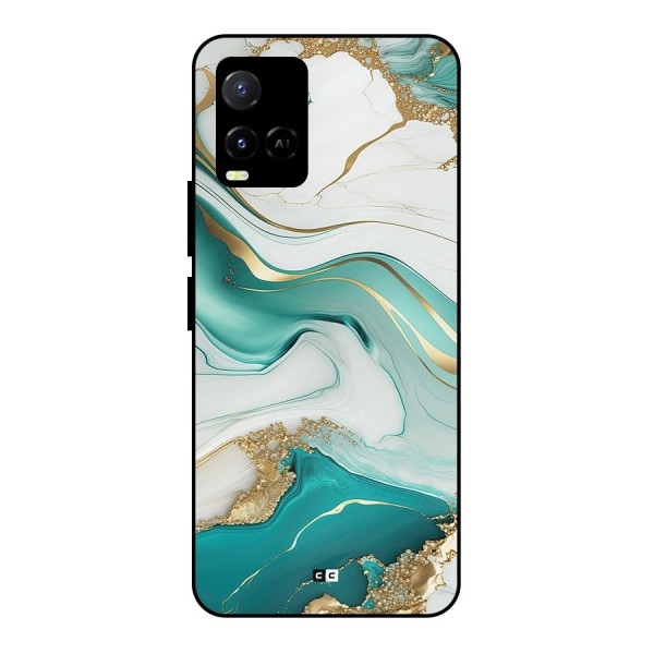 Marvelous Marble Metal Back Case for Vivo Y21G