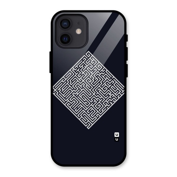 Minimal Maze Pattern Glass Back Case for iPhone 12