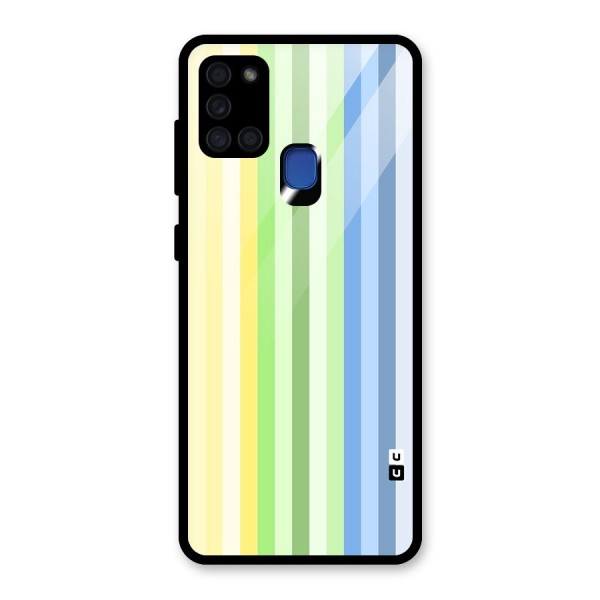 Minimal Pastel Shades Stripes Glass Back Case for Galaxy A21s