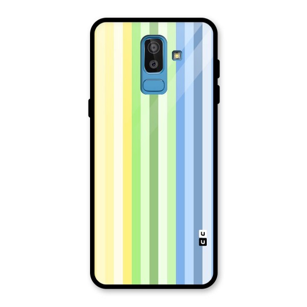 Minimal Pastel Shades Stripes Glass Back Case for Galaxy J8