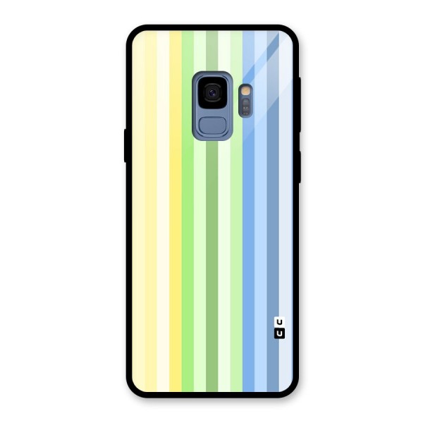 Minimal Pastel Shades Stripes Glass Back Case for Galaxy S9