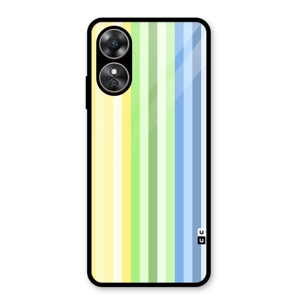 Minimal Pastel Shades Stripes Glass Back Case for Oppo A17