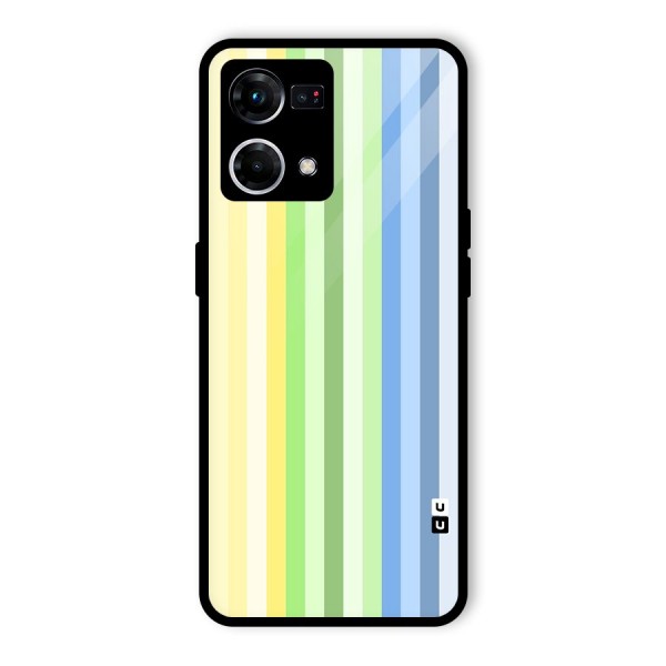 Minimal Pastel Shades Stripes Glass Back Case for Oppo F21 Pro 4G