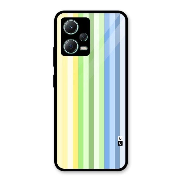 Minimal Pastel Shades Stripes Glass Back Case for Poco X5