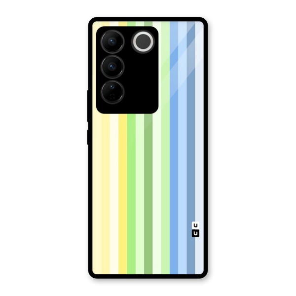 Minimal Pastel Shades Stripes Glass Back Case for Vivo V27