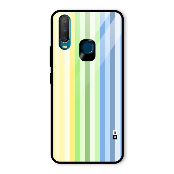 Minimal Pastel Shades Stripes Glass Back Case for Vivo Y15